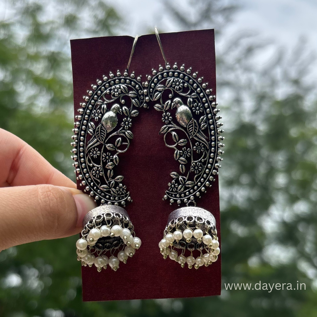 Bird Motif Earcuffs – Handcrafted German Silver by DAYERA