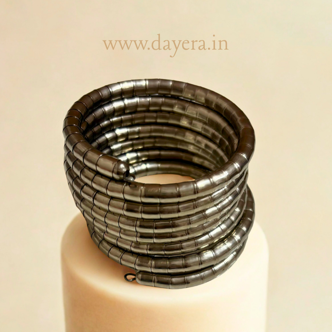 Chandni Spiral Bangles – Handcrafted Silver Oxidized Jewelry by DAYERA