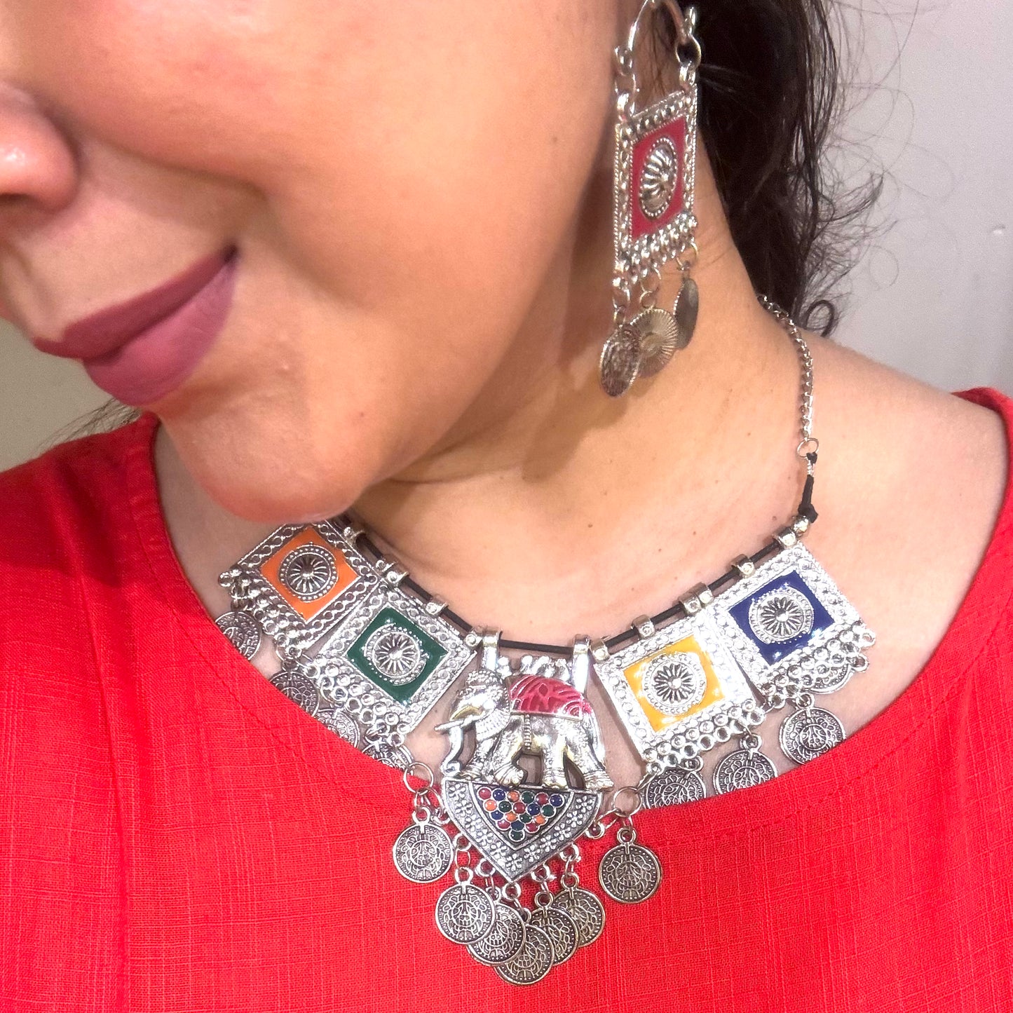 Ranga Haar – Multicolor Tribal Necklace & Earring Set by DAYERA | Our Bestseller