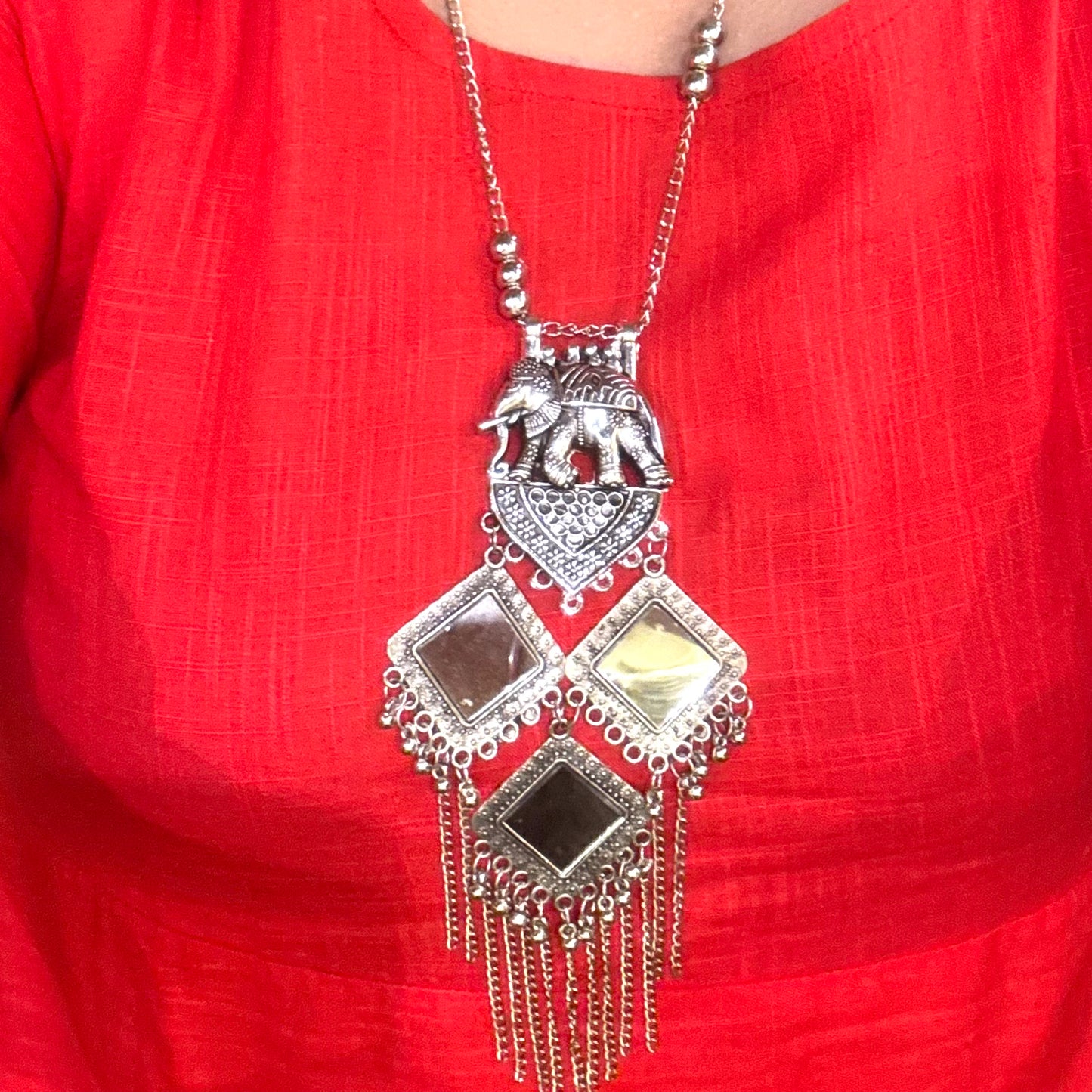 Boho Mirage by DAYERA – Antique Elephant Mirror Necklace & Earring Set by DAYERA