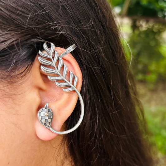 Leaf Earcuff – Handcrafted German Silver Statement Earcuff by DAYERA | Our Bestseller