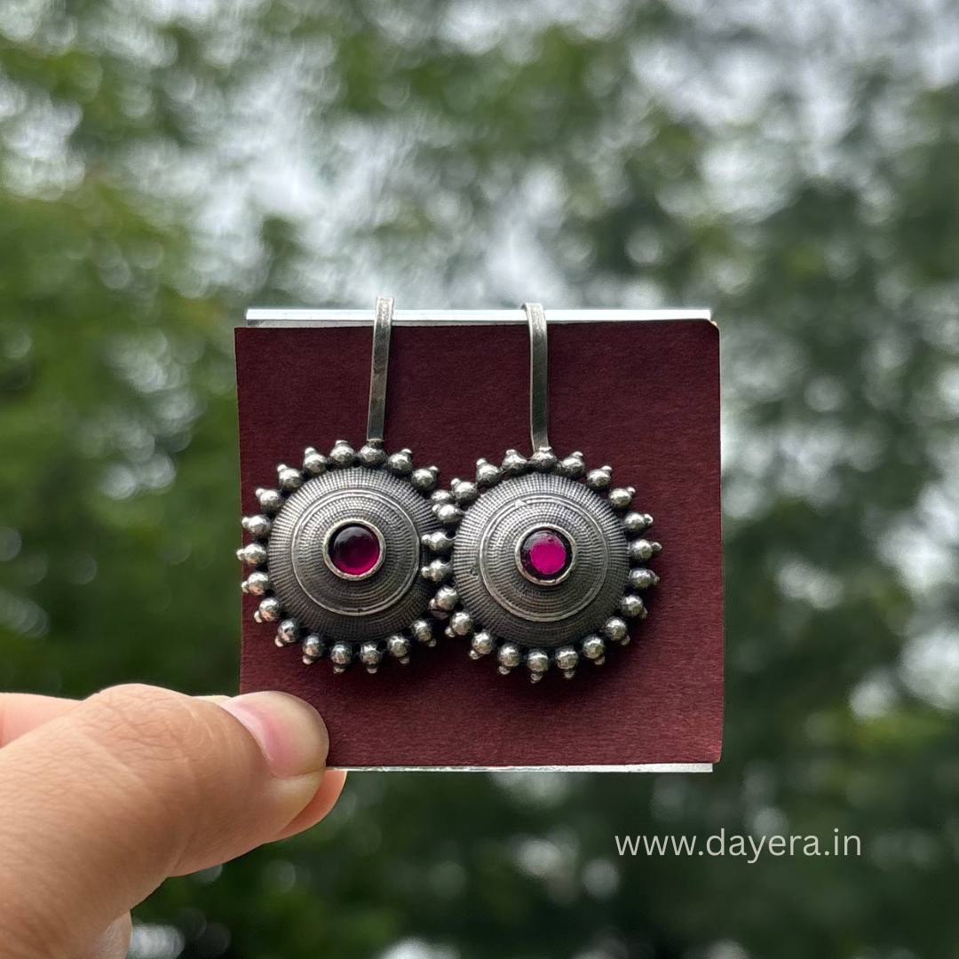 Rakta Bugadi – Handcrafted German Silver Earrings by DAYERA | Our Bestseller