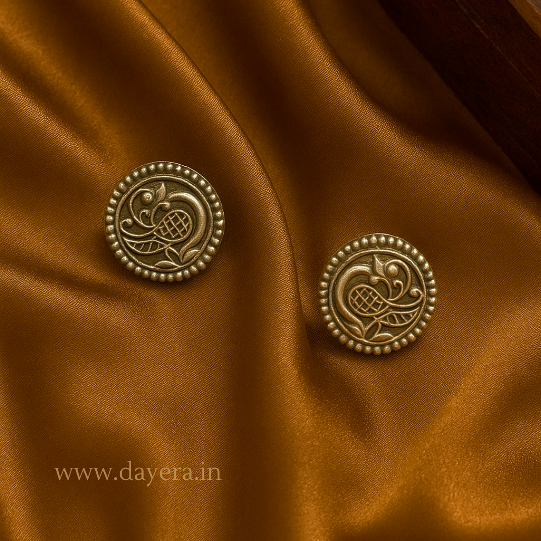 KAVYA Studs – Handcrafted German Silver Statement Earrings by DAYERA