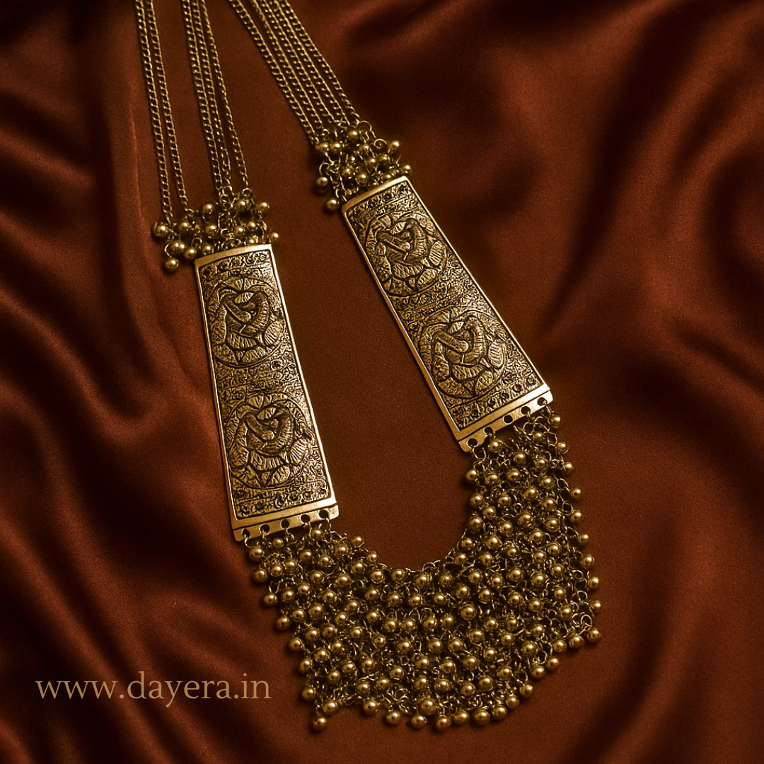 Boho Premium Long Necklace – Antique Gold Statement Bohemian Jewelry by DAYERA