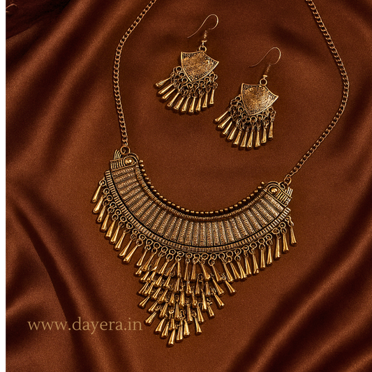 Boondi Haar – Oxidized Statement Ethnic Necklace Set with Earrings by DAYERA | Our Bestseller