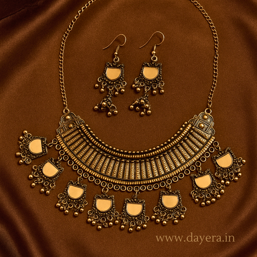 Rajwada Set – Antique & Royal Necklace & Earring Ensemble by DAYERA | Our Bestseller