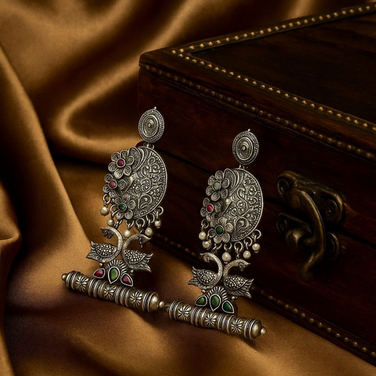 Jharokha Danglers – Premium German Silver Handcrafted Danglers by DAYERA | Our Bestseller