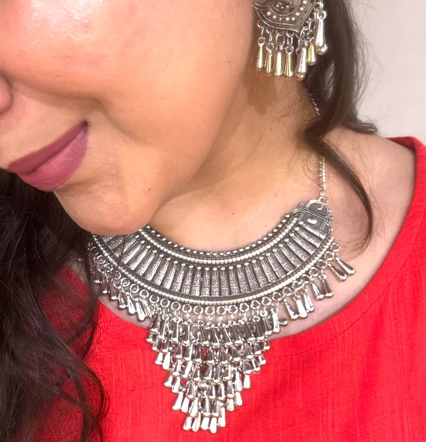 Boondi Haar – Oxidized Statement Ethnic Necklace Set with Earrings by DAYERA | Our Bestseller