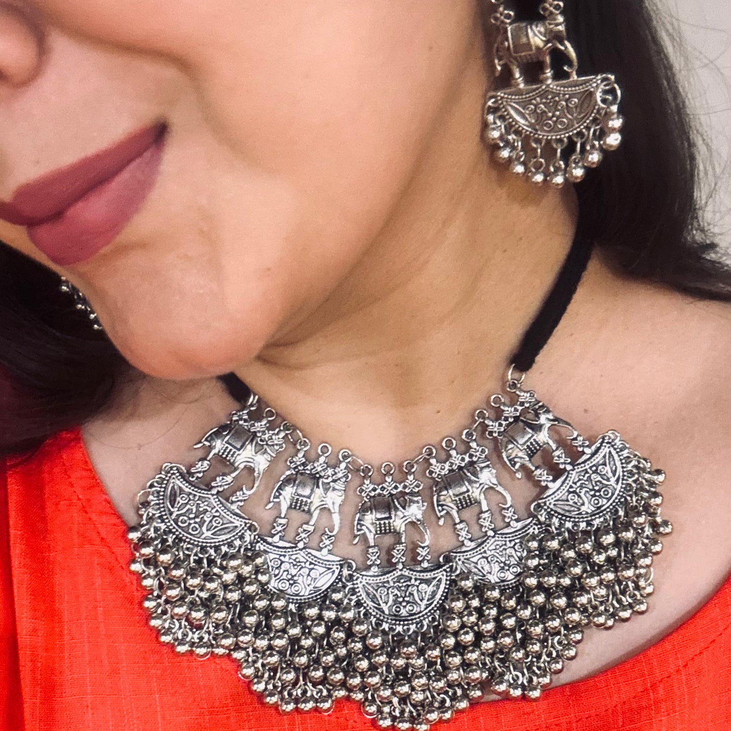 Temple Boondi Set – Antique Temple Boondi Necklace Set by DAYERA