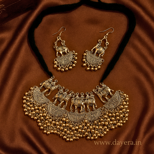 Temple Boondi Set – Antique Temple Boondi Necklace Set by DAYERA
